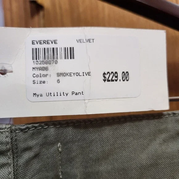 Velvet by Graham & Spencer Mya Utility Pant Smokey Olive Green Wide Leg Size 6 - Picture 6 of 6